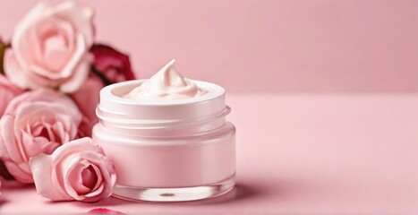 Cosmetic cream tube packaging jar of skin cream gel with on a pastel peach fuzz color cosmetics background.

