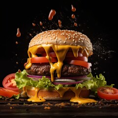 party Burger, Appetizing hamburger ai generated
