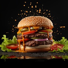 party Burger, Appetizing hamburger ai generated