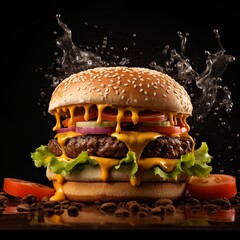 party Burger, Appetizing hamburger ai generated