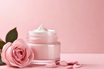 Skin cream box jar or tube on a peach fuzz color natural organic cosmetics concept. Copy space, close up

