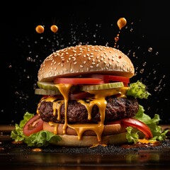 party Burger, Appetizing hamburger ai generated