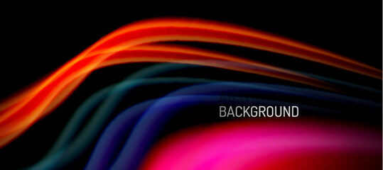 Rainbow color wave lines on black. Techno or business abstract background for posters, covers, banners, brochures, websites