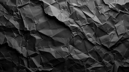 Blank black recycled paper  crumpled texture background  rough vintage page, generative Ai