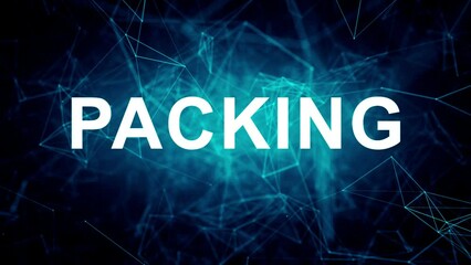 Animated futuristic texts about Moving and Storage, relocation and packing services