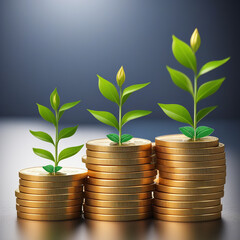 seedlings are growing on the coins stack compared to the year 2023 2024