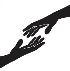 Helping hand Gesture on transparent background. Sign of help and hope. Two hands taking each other. High HD resolution, poster and banner for media and web. PNG file