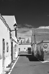 Black and white image of alleyways in Agüimes on Grand Canary