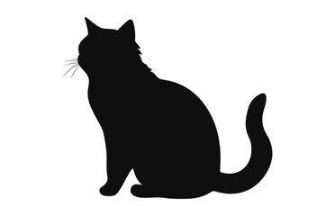 A Exotic Shorthair Cat black Silhouette Vector art isolated on a white background