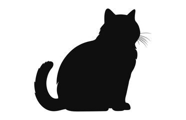 A Exotic Shorthair Cat black Silhouette Vector art isolated on a white background