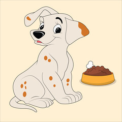 dog with dog food vector illustration