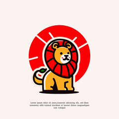 simple mascot red head lion logo illustration