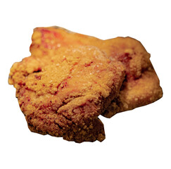 A large chicken fried in pieces browned