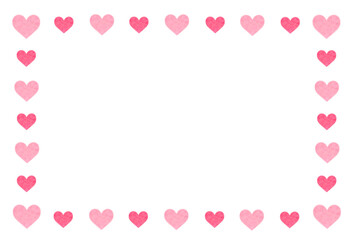 ハートの水彩フレーム背景　素材　飾り枠　飾り罫　見出し　囲み　シンプル　おしゃれ　白バック　白背景　透過