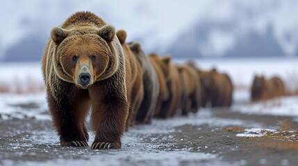 brown bear cub - obrazy, fototapety, plakaty