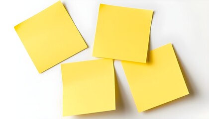 Yellow blank post-it notes isolated on white