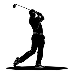 Silhouette golf player full body black color only