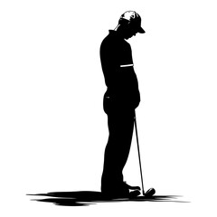 Silhouette golf player full body black color only