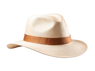 Cream widebrimmed hat isolated on a transparent background