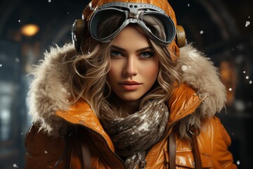 Photo Realistic of a Fashion-Forward Individual in a Shearling Jacket and Leather Gloves, Generative AI