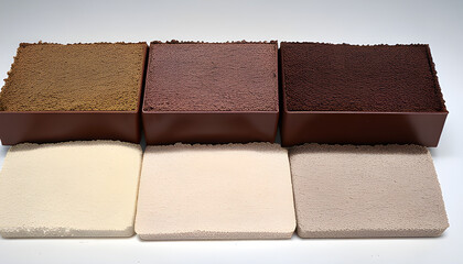 chocolate on white, Makeup concealer palette with smear samples isolated on white background...