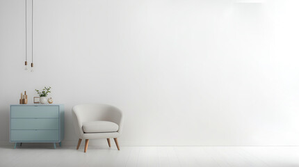 blank white wall interior with armchair ai generated