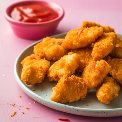 Photo a plate of delicious chicken nuggets