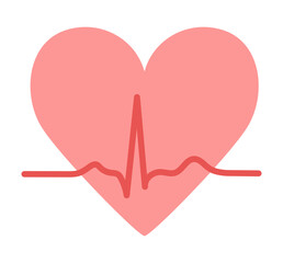 ピンクのハートと心電図波形のイラスト