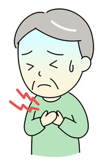 胸を押さえる苦しそうなおじいさんのイラスト