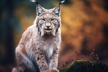lynx in its natural habitat. portrait of a large cat, an animal of the feline family.