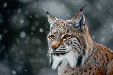 Fototapeta premium lynx in its natural habitat. portrait of a large cat, an animal of the feline family.