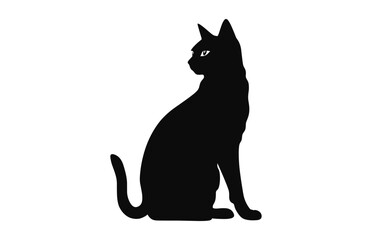 Egyptian Cat Silhouette black Vector isolated on a white background