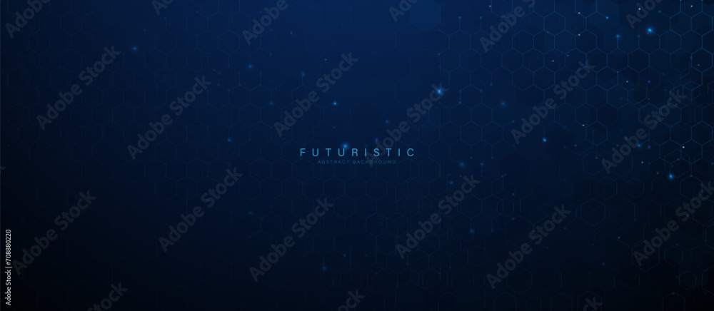 Poster Abstract blue technology with hexagon circuit pattern background. Vector banner