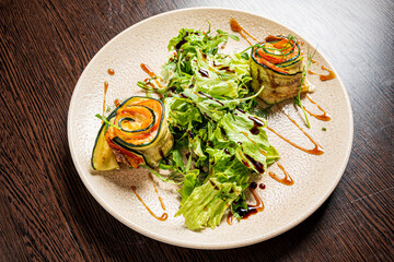 stuffed zucchini rolls with cheese