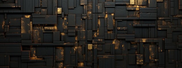 Bronze patinated geometric tiles, dark background