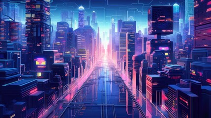 Fototapeta na wymiar Isometric cityscape with futuristic technology