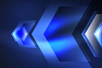 Arrow hexagon neon light glowing shapes background. Vector illustration For Wallpaper, Banner, Background, Card, Book Illustration, landing page