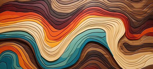Organic wood surface with wavy texture patterns and organic color palette with gradients and erosion.
