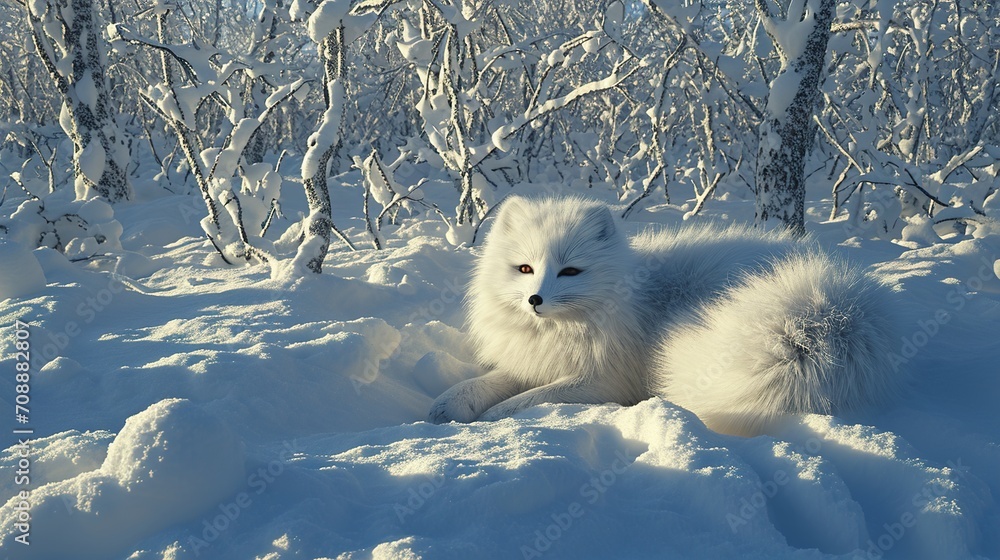 Wall mural region fox in the snow