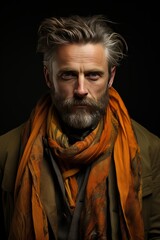 Obraz premium Photo Realistic of a Man in a Formal Topcoat and a Cashmere Scarf, Generative AI