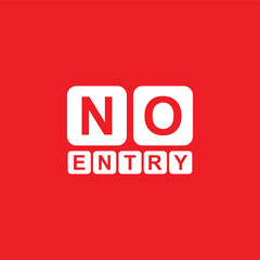 No entry sign on white background
