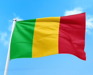 Mali flag fluttering in the wind on sky.