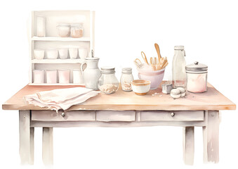 Fototapeta na wymiar Baking in the kitchen watercolor illustration
