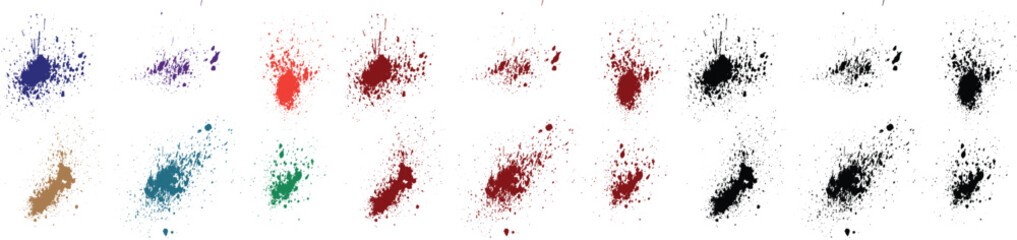 Horror set of splash black, green, red, purple, blue, pink color grunge texture blood illustration background