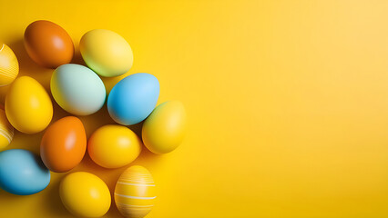 Golden Easter eggs on a yellow background.