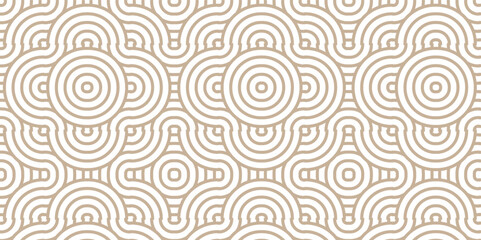 Obraz premium Modern diamond geometric ocean spiral pattern and abstract circle wave line. Brown seamless tile stripe geometric overlapping create retro square line backdrop pattern background. Overlapping Pattern.
