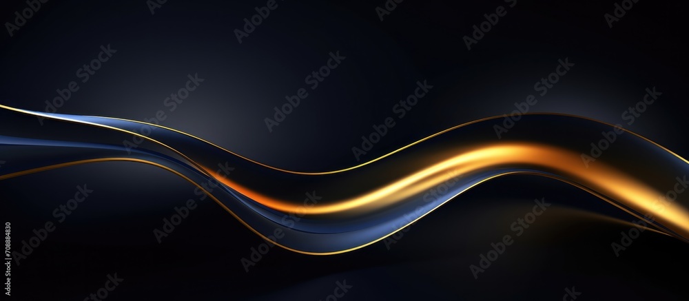 Poster gold curved element on dark backgroun abstract.