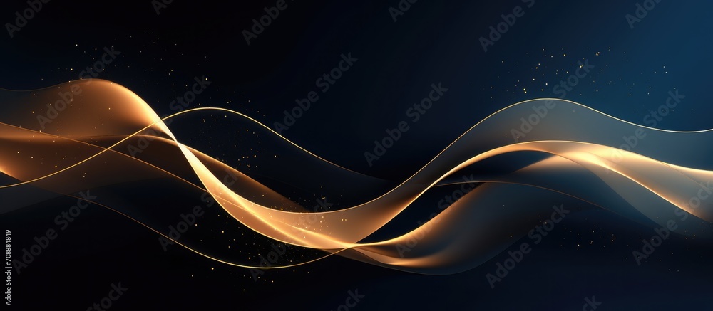 Poster gold curved element on dark backgroun abstract.