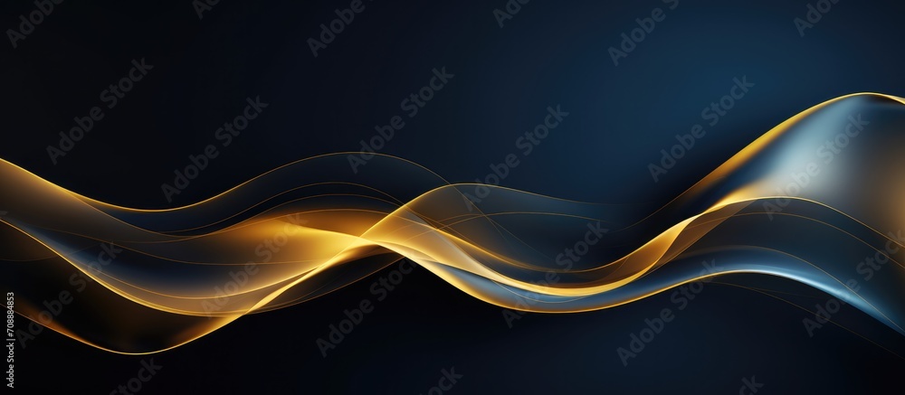 Poster gold curved element on dark backgroun abstract.