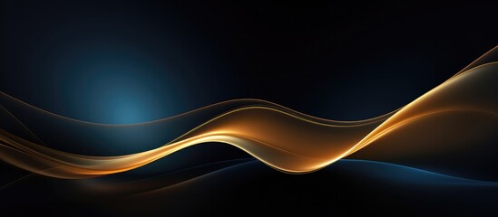 Gold curved element on dark backgroun abstract.